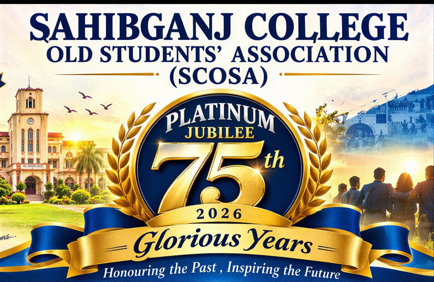 Sahibganj College Old Students’ Association platinum jubilee poster, the 75th year, 2026